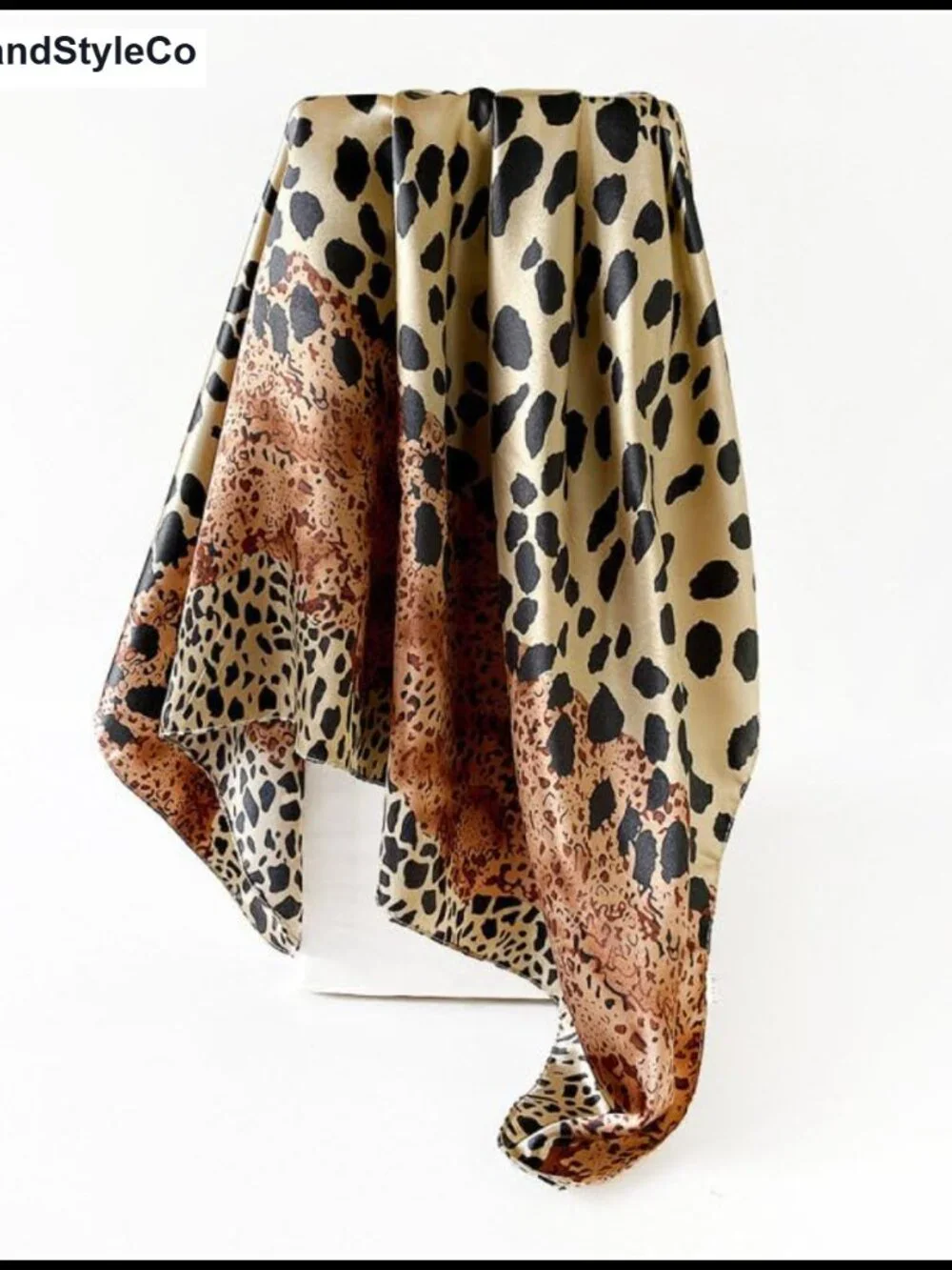 Leopard Print Square Scarf Silk Feel Hair Wrap Bandana